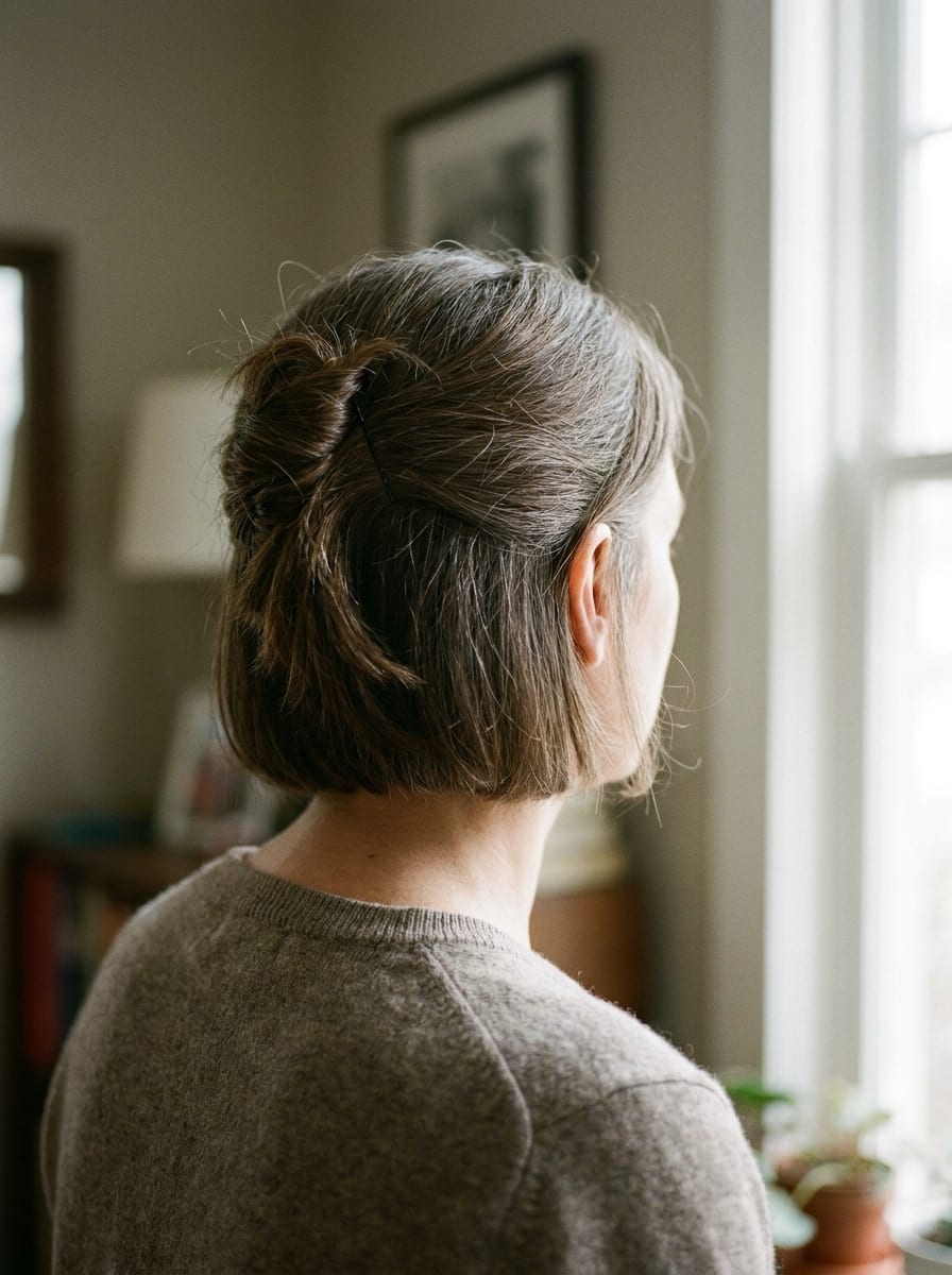 Mini French Twist beim kurzen Bob - Hochsteckfrisur für kurze Haare